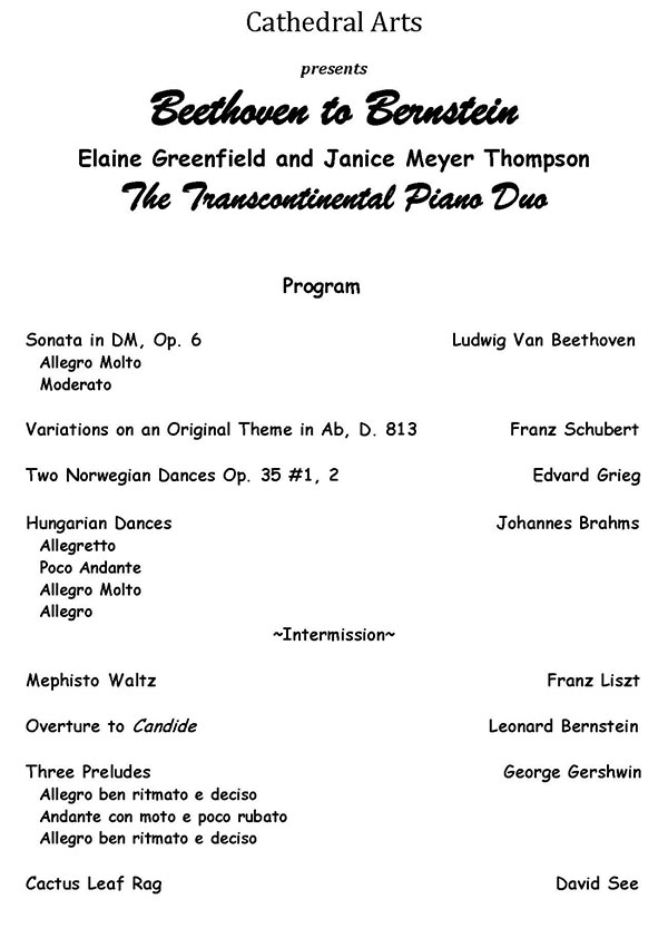 Beethoven to Bernstein Tour program page1